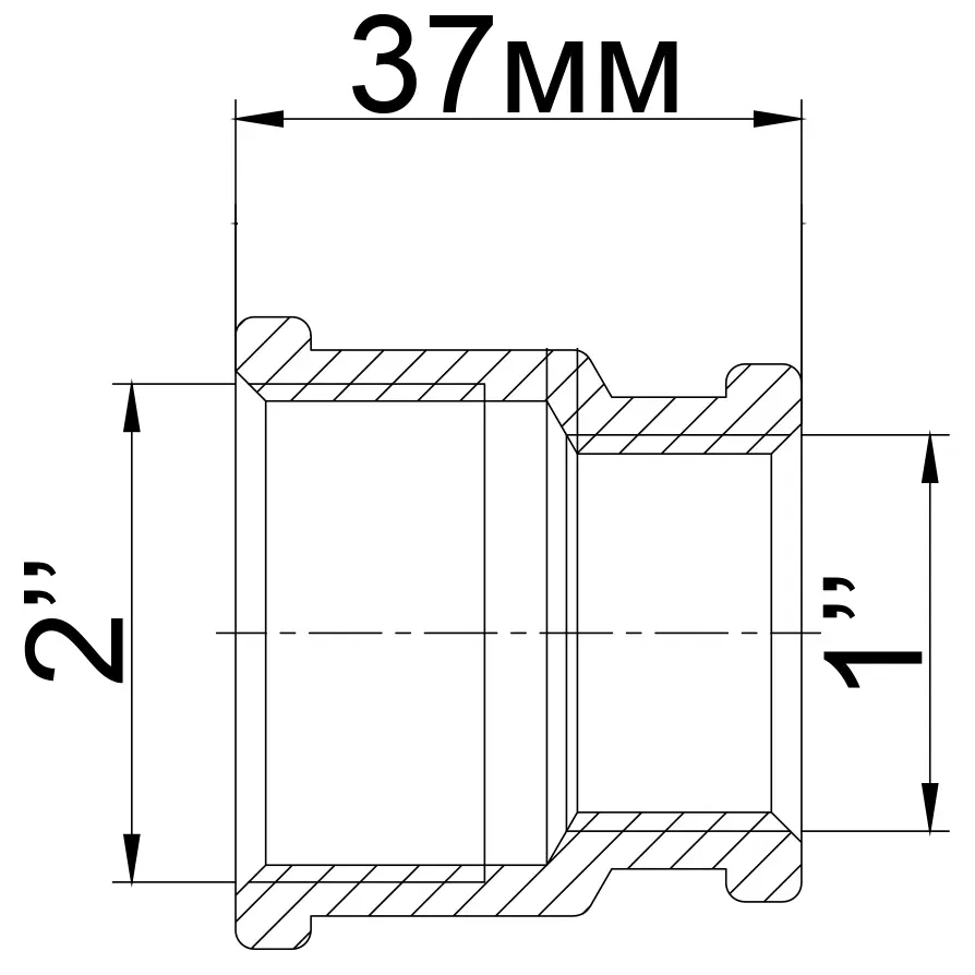 Муфта редукционная латунная 2″х 1″ВВ литейная (321Б) - фото 4