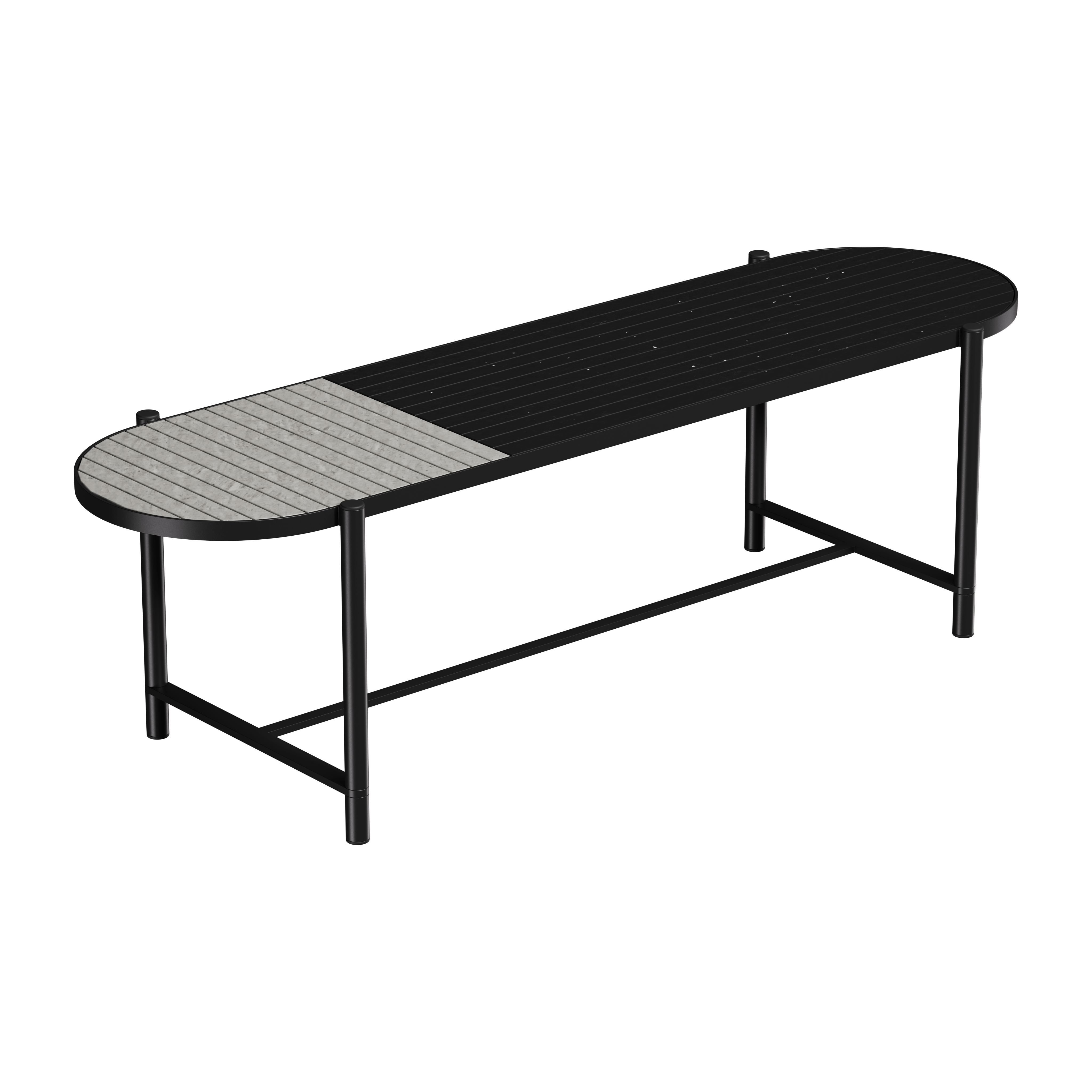 Лавка овальна Recast Plastic 150х45х40 см Чорно-сірий (WB1000) - фото 1 Лавка овальна Recast Plastic 150х45х40 см Чорно-сірий (WB1000) - фото 1