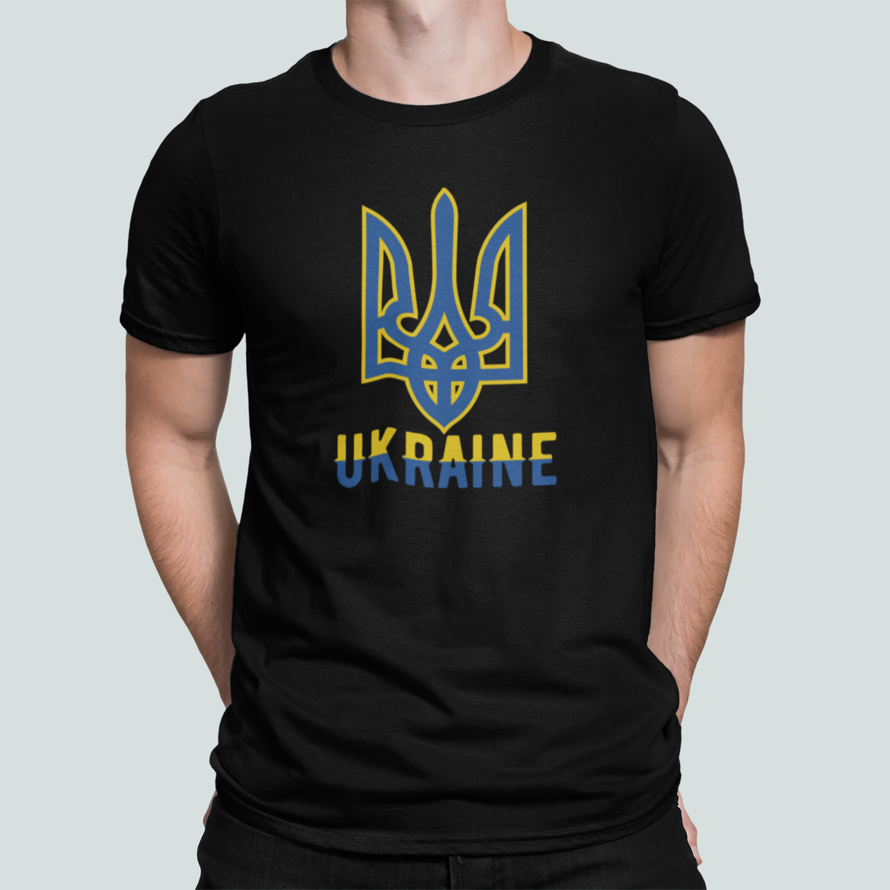 Футболка мужская патриотическая Stedman с принтом "UKRAINE" Герб Украины 3 L Черный (УКР410-3)