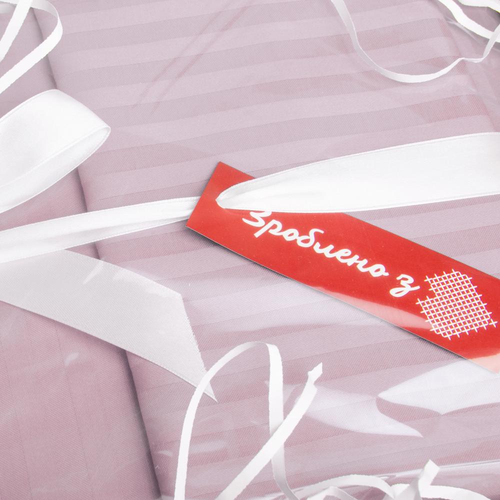 Комплект постільної білизни євро сатин в смужку Пудровий (26021) - фото 4 Комплект постільної білизни євро сатин в смужку Пудровий (26021) - фото 4