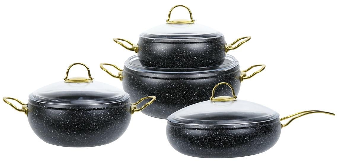 Набор посуды Edenberg 8 предметов с мраморным антипригарным покрытием Черный (EB-12948) Набор посуды Edenberg 8 предметов с мраморным антипригарным покрытием Черный (EB-12948)