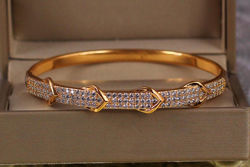 Браслет бенгл Xuping Jewelry Мулен Руж 57 мм на руку 16-18 см Золотистий