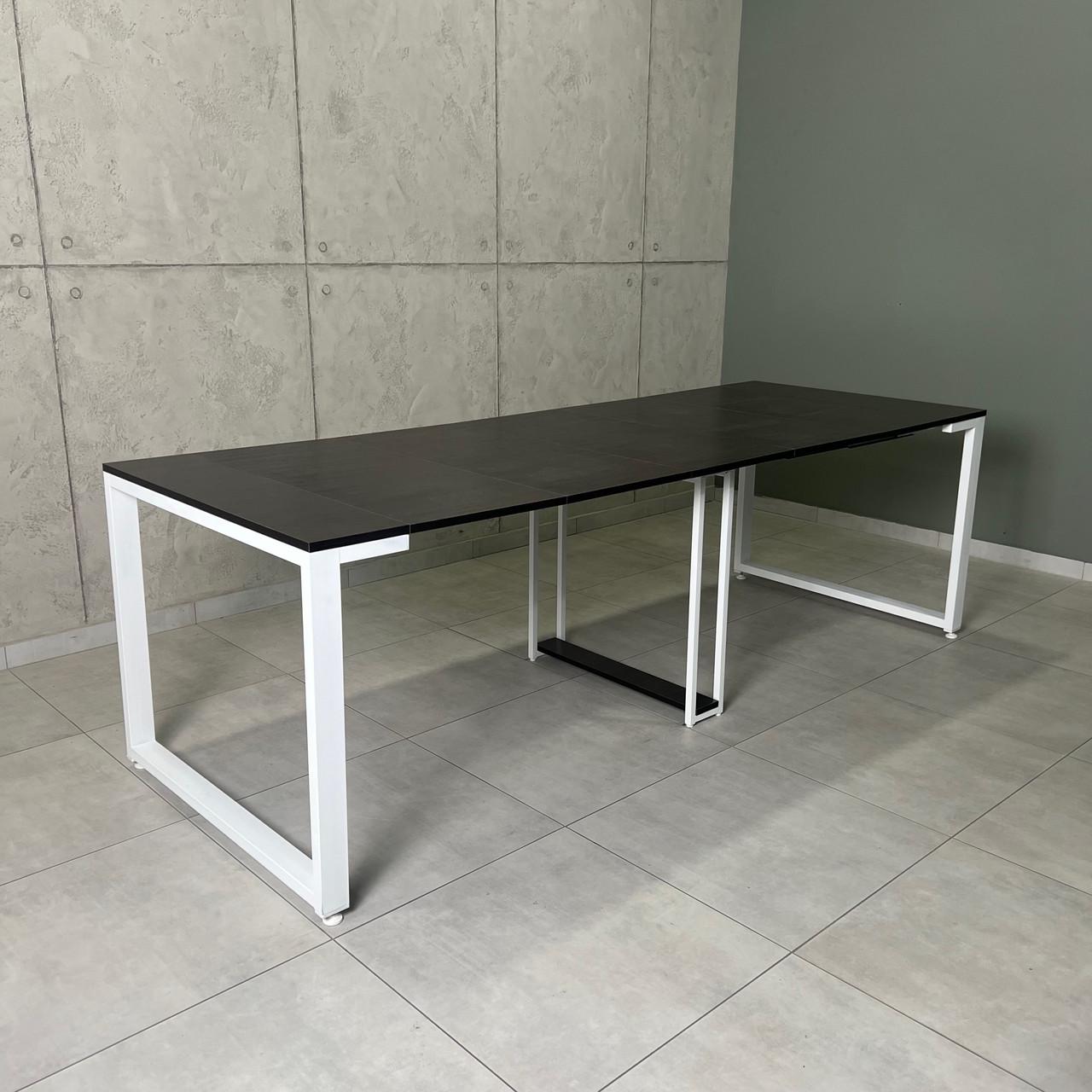 Стол-трансформер раздвижной для дома LONG Loft металлический 3 м Дуб Венге/Белый мет (УТП017699)