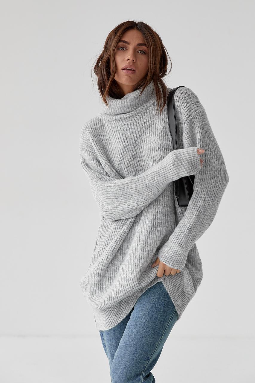 Светр-туніка в'язаний LUREX L Світло-сірий (9506264)