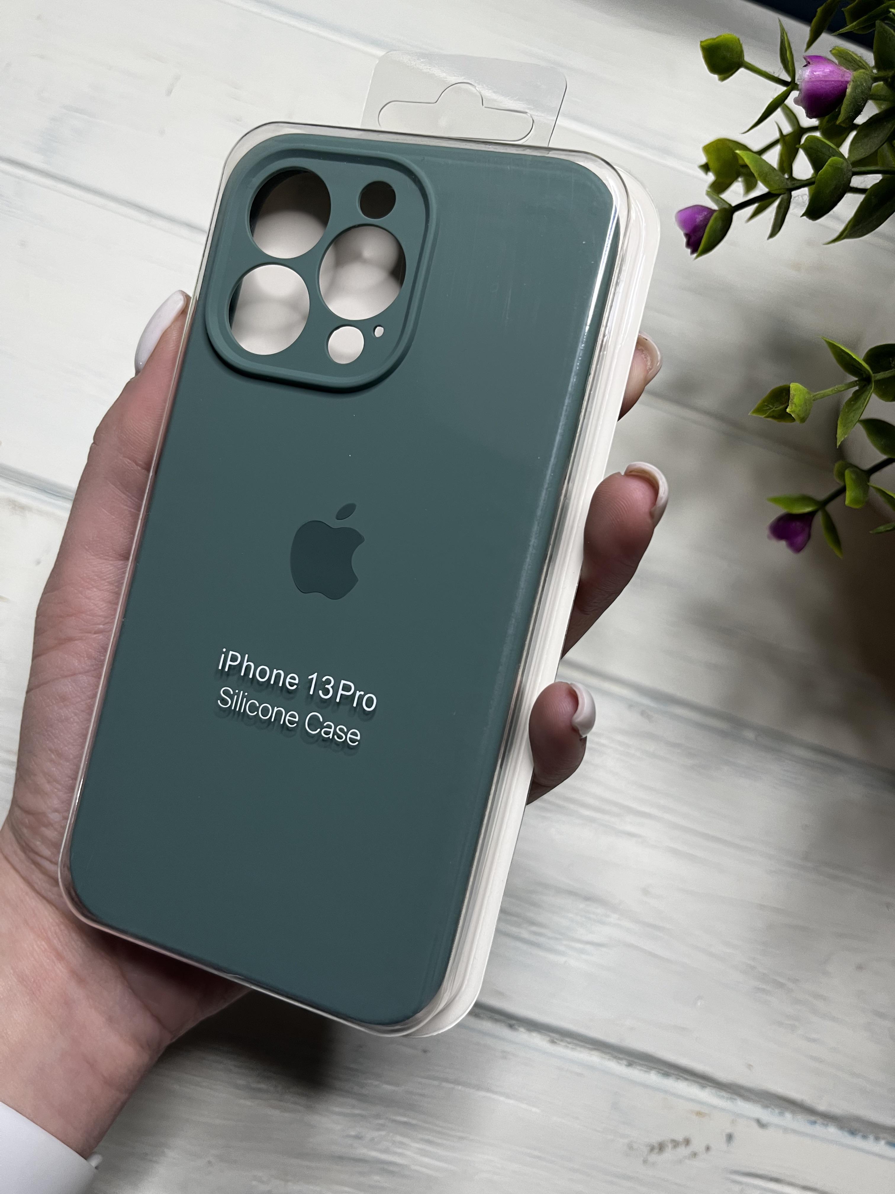 Чехол накладка на iPhone (Айфон) 13 Pro закрытый низ и закрытая камера silicone case full camera Apple
