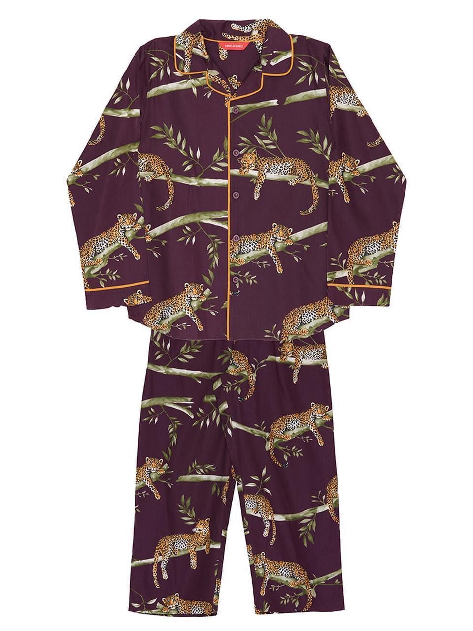 Пижама детская унисекс CYBERJAMMIES Wild Slumber 3310 из хлопка и модала 4-5 лет/110 см Фиолетовый с принтом леопардов (3172422339)