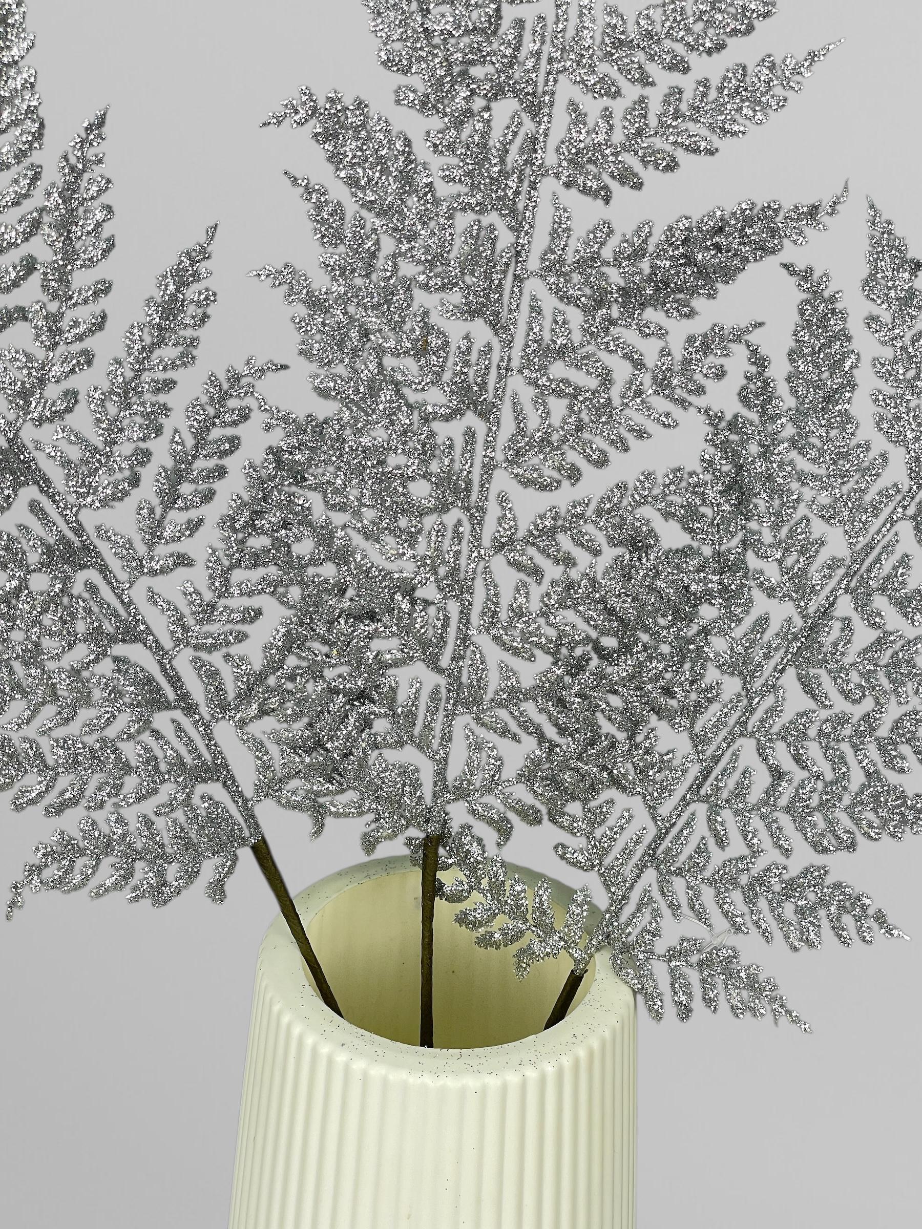 Искусственный папоротник из мягкого пластика с блестками 88 см Серебряный (Р03022) - фото 9 Искусственный папоротник из мягкого пластика с блестками 88 см Серебряный (Р03022) - фото 9