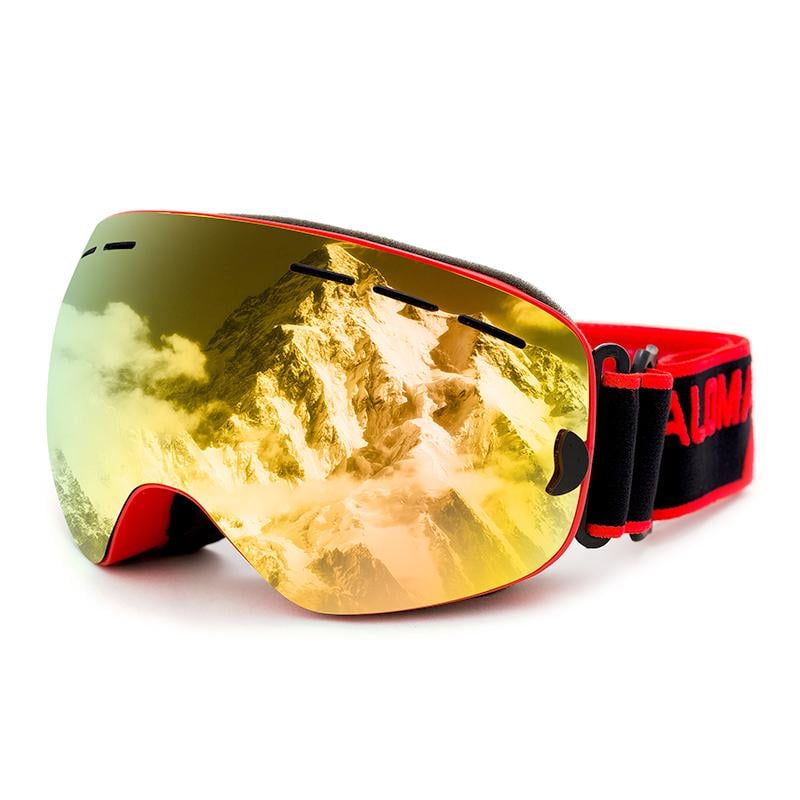 Лижна маска дитяча/жіноча подвійна лінза antifog Червоний