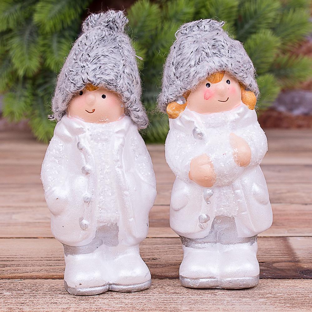 Статуэтка Детки в шапочке Перламутровый/Серый (4479)