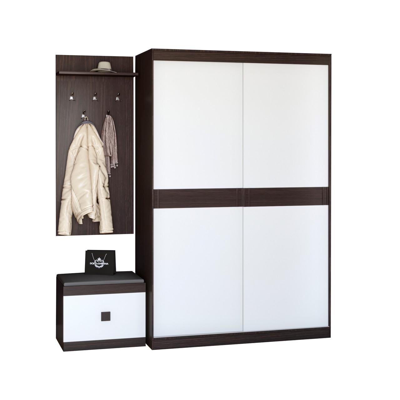 Прихожая Эверест Соната комплект 12 модульная 3 элемента Венге темный/Белый (DTM-2525)
