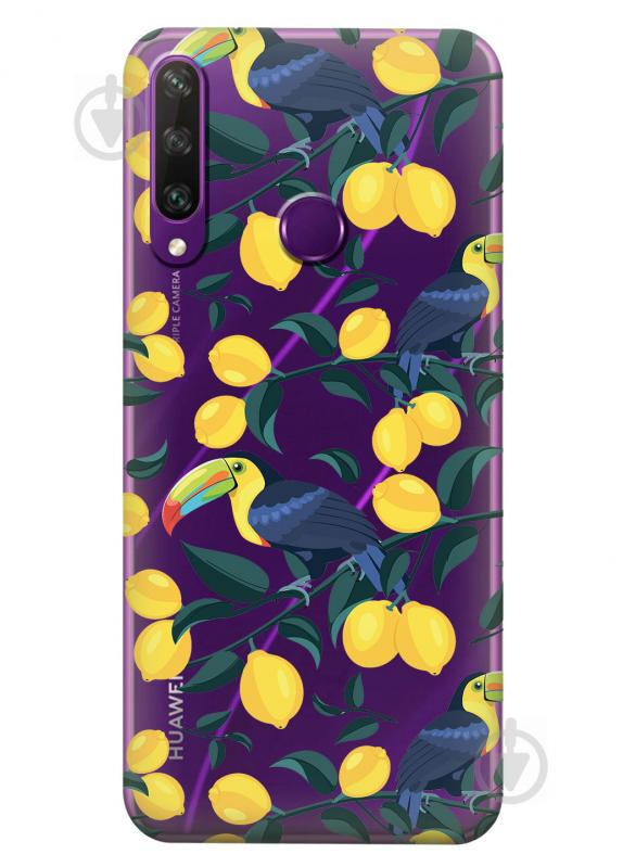 Прозрачный силиконовый чехол iSwag для Huawei Y6p с рисунком - Туканы и лимоны (KS2335)