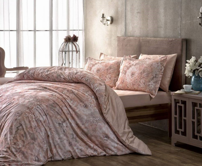 Постельное белье TАС Blanche Сатин digital Евро Розовый