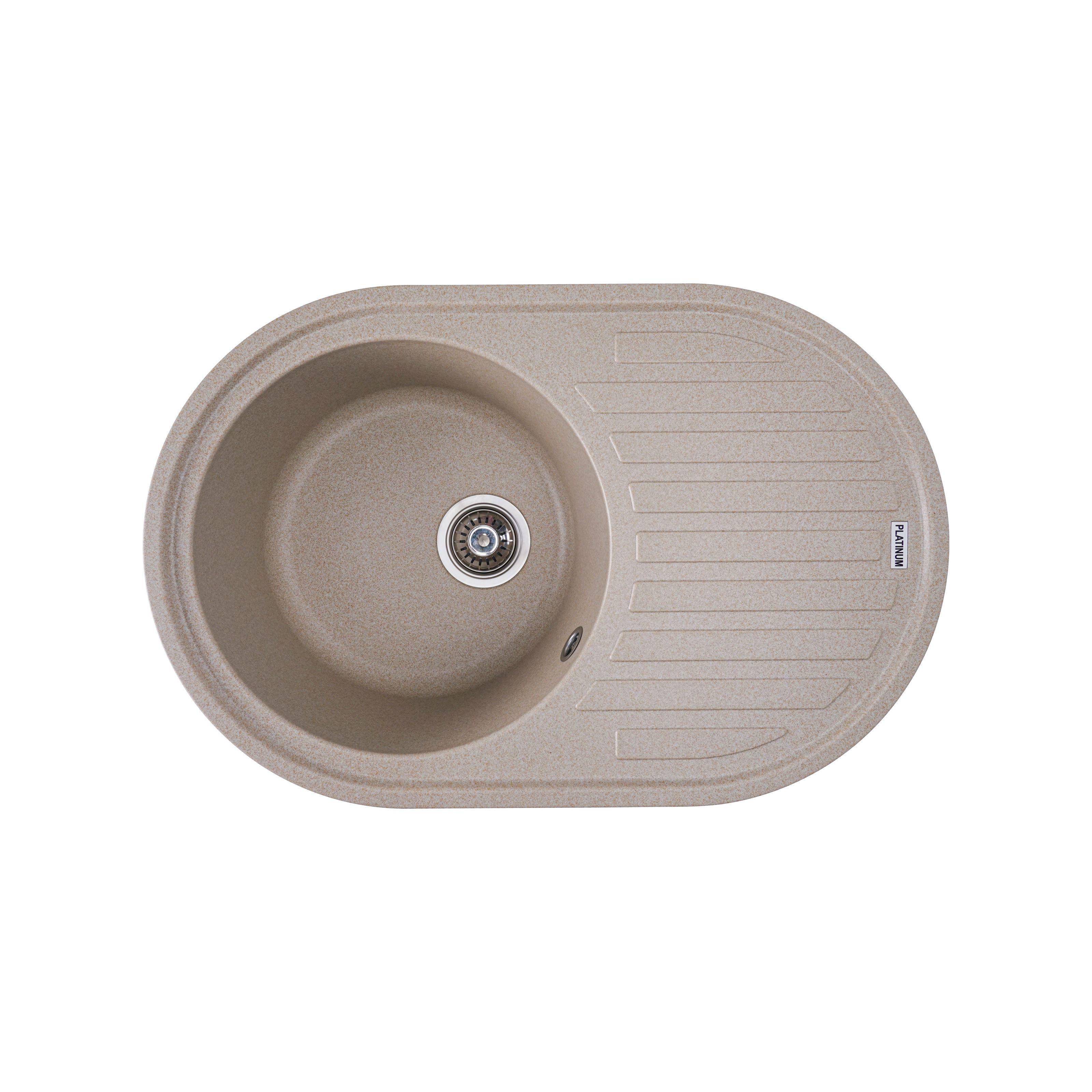 Мойка кухонная Platinum PLS-A25076 гранитная овальная 770x500 мм Бежевый (25959689) Мойка кухонная Platinum PLS-A25076 гранитная овальная 770x500 мм Бежевый (25959689)