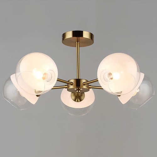 Люстра Svet с пятью стеклянными плафонами под лампу Е27 Бело-медный (SR-N4999/5 COP)