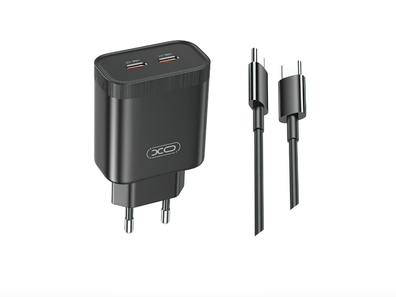 Сетевое зарядное устройство Xo L105 2xPD/35W Type-C Black