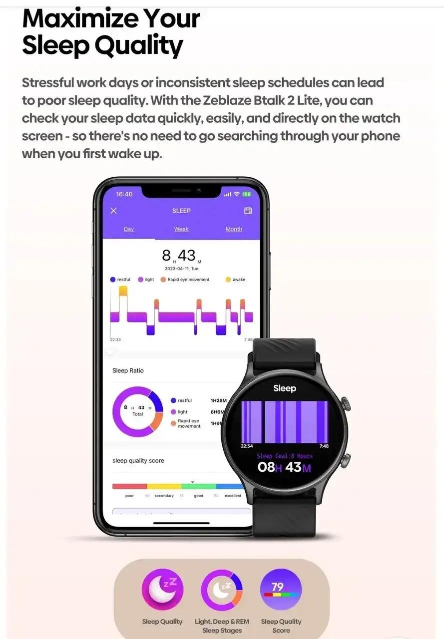 Смарт-годинник Zeblaze Btalk 2 Lite Black - фото 8