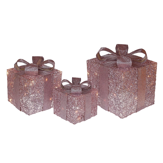 Новогодняя декорация Подарки 3 шт. с LED-подсветкой (NY12-381)