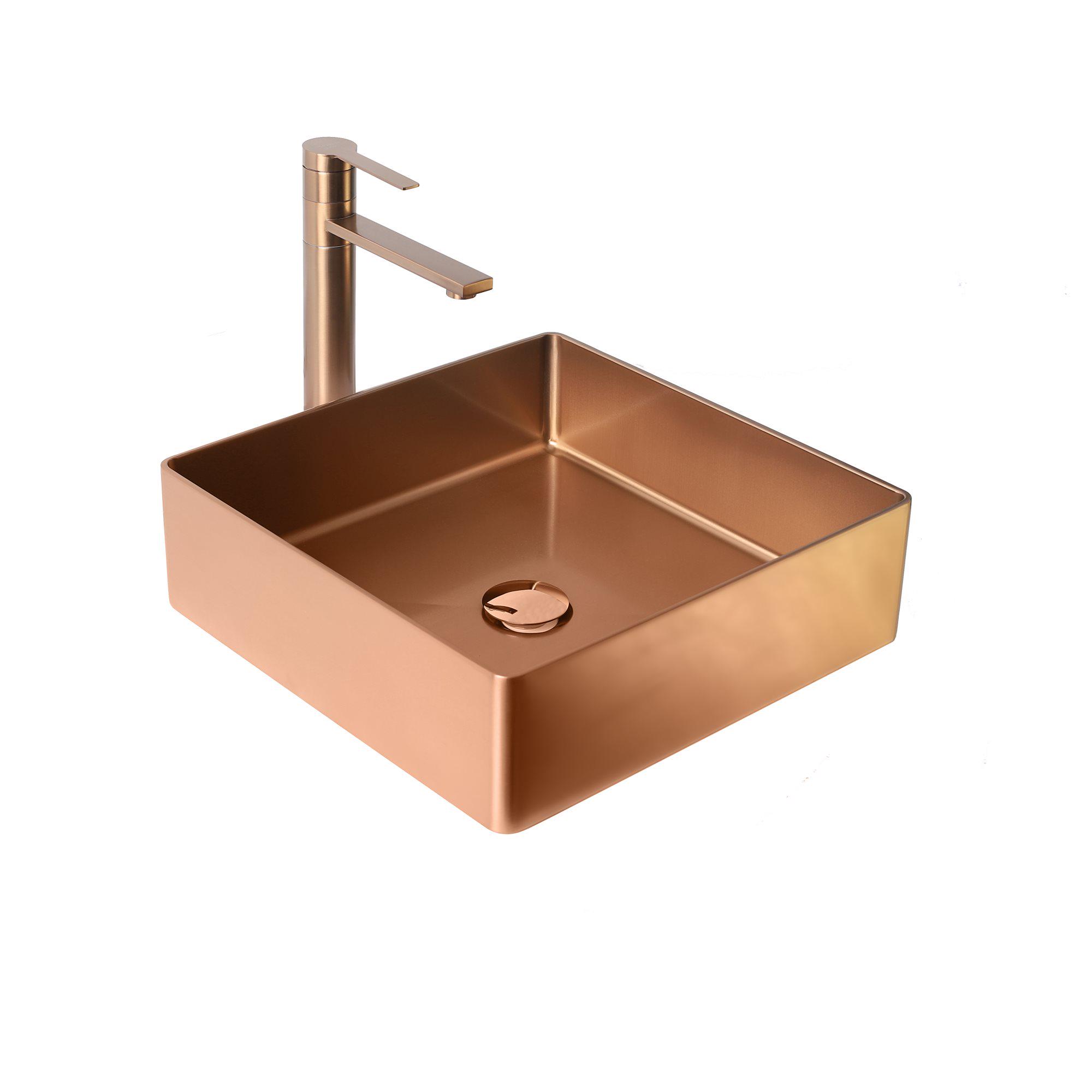 Умывальник Platinum Handmade PVD 400x400 мм Медный - фото 3 Умывальник Platinum Handmade PVD 400x400 мм Медный - фото 3