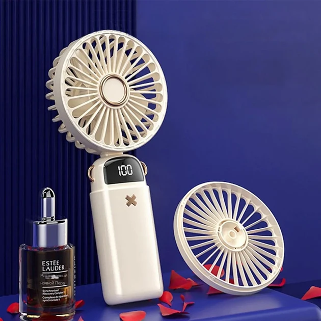 Вентилятор ручний акумуляторний LCD зарядка Type-C Бежевий (2612940101) - фото 8 Вентилятор ручний акумуляторний LCD зарядка Type-C Бежевий (2612940101) - фото 8