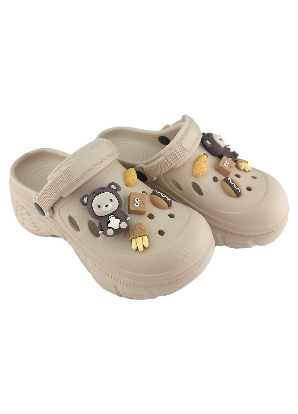 Кроксы женские с джибитсами р. 38 23,5 см Бежевый (2502/2)