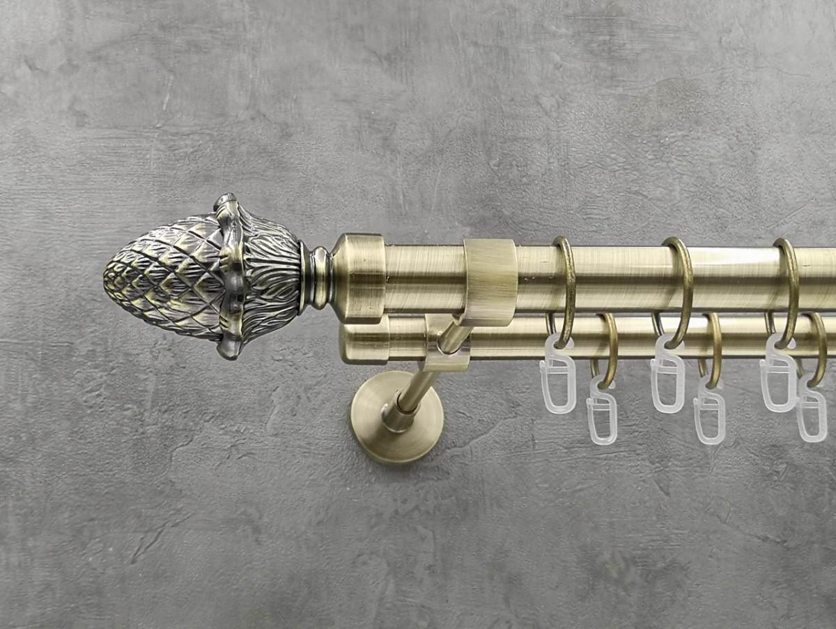 Карниз Quadrum Шишка гладкая штанга двойной модерн 25/19 мм 300 см Антик (264774306)