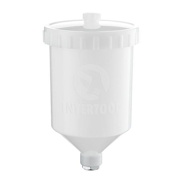 Бачок пластиковий Intertool для фарбопульта з внутрішнім різьбленням М16х1,5 600 мл (000028164)