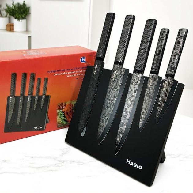 Набор кухонных ножей Magio на магнитной подставке 5шт. (25787633) - фото 3 Набор кухонных ножей Magio на магнитной подставке 5шт. (25787633) - фото 3