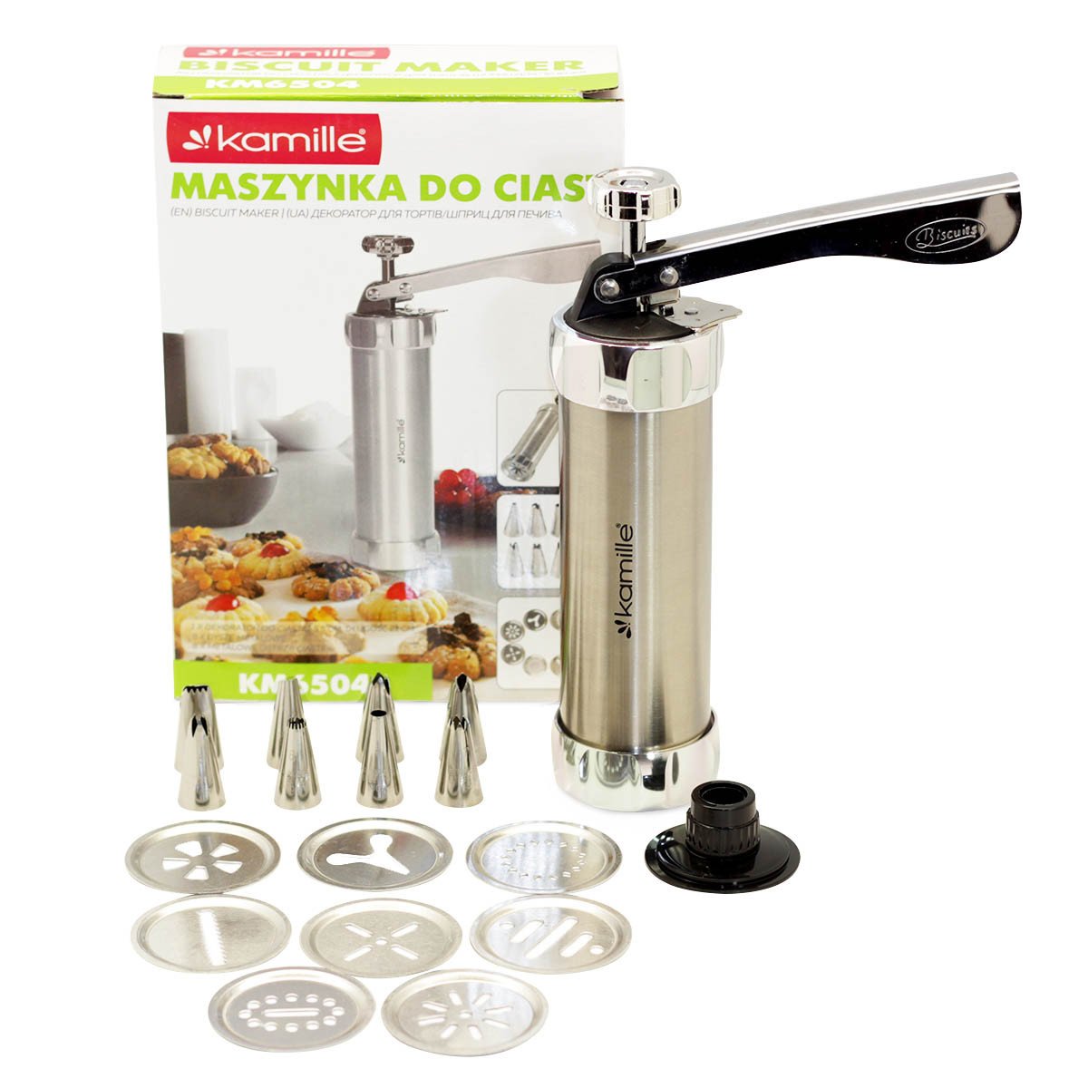 Шприц кондитерский Kamille из нержавеющей стали с насадками KM-6504