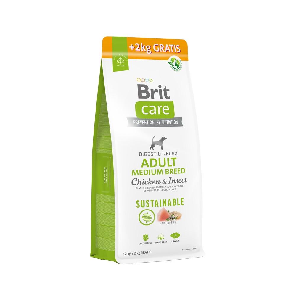 Корм для собак средних пород Brit Care Dog Sustainable Medium Breed с курицей и насекомыми 14 кг (172660)
