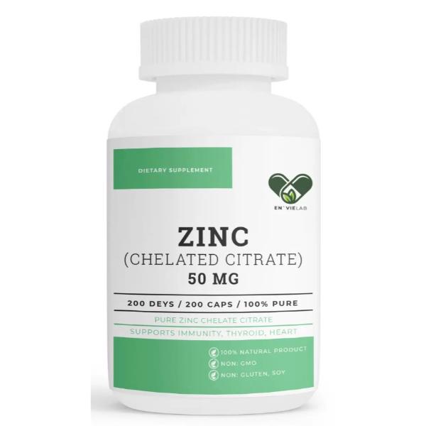 Микроэлемент цинк Envie Lab Zinc Cahelated Citrate 50 мг 200 капс. (000022331)
