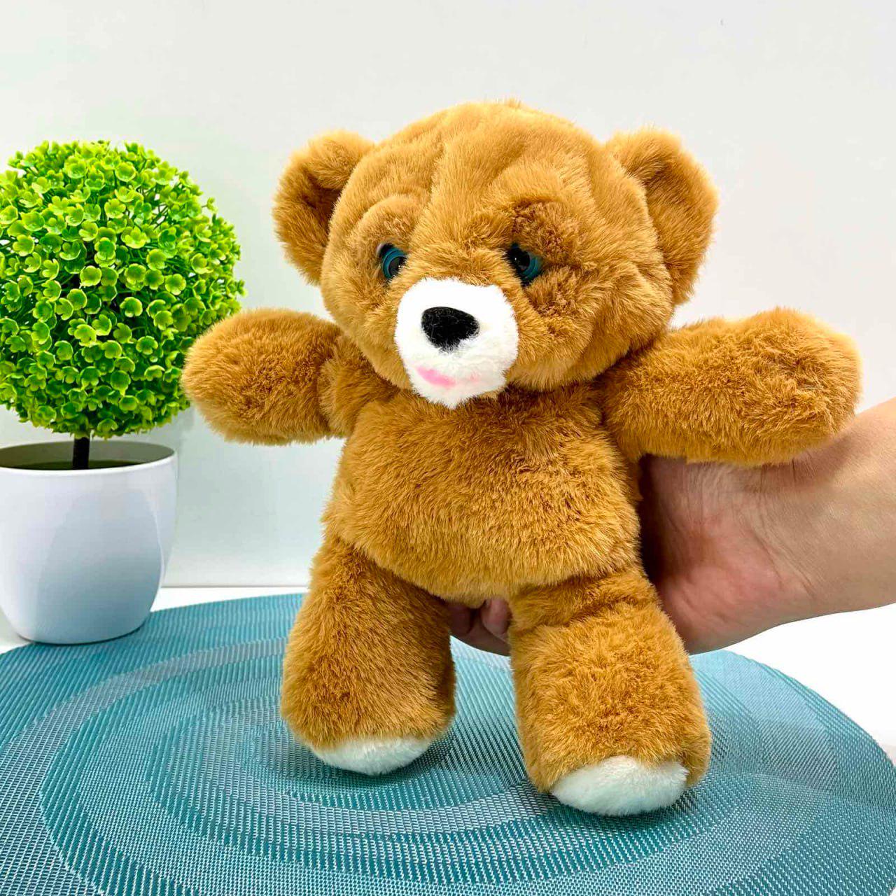 М'яка іграшка інтерактивна Ведмедик пляшечка/моргає/сенсорний та магнітний датчик/звук 24 см Коричневий (933-216 E) - фото 3