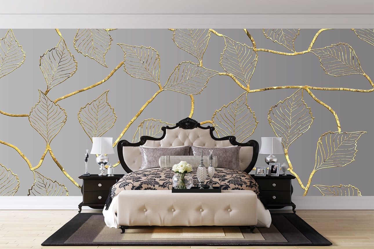 Фотообои флизелиновые Styleo Print-walls Золотые листья 0338 400х250 см (Pw-0338/4)
