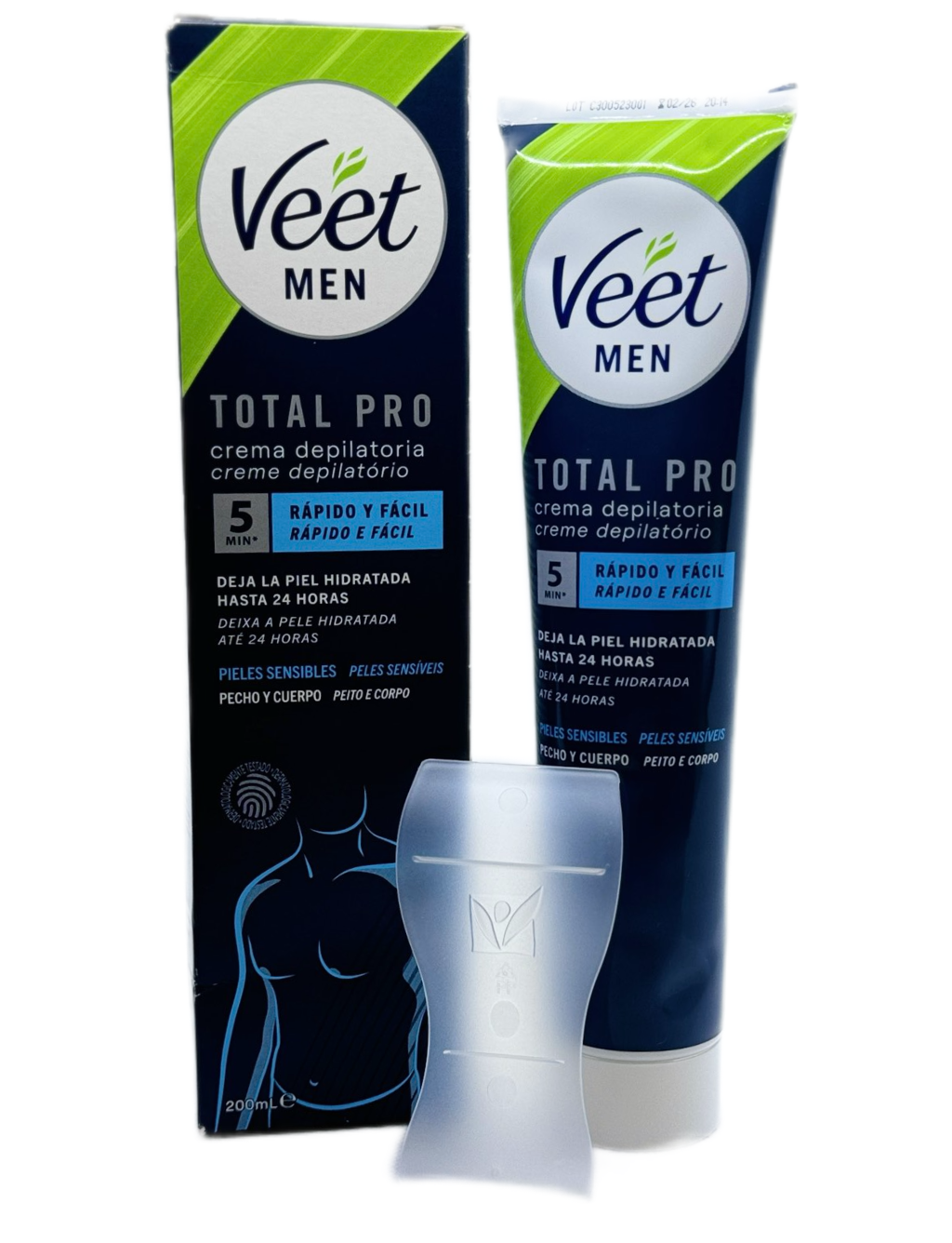 Крем для депіляції волосся чоловічий Veet Men Total Pro Crema Depilatoria Masculina для чутливої шкіри 200 мл