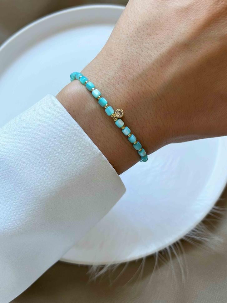 Браслет з перламутру Блакитний (5359)