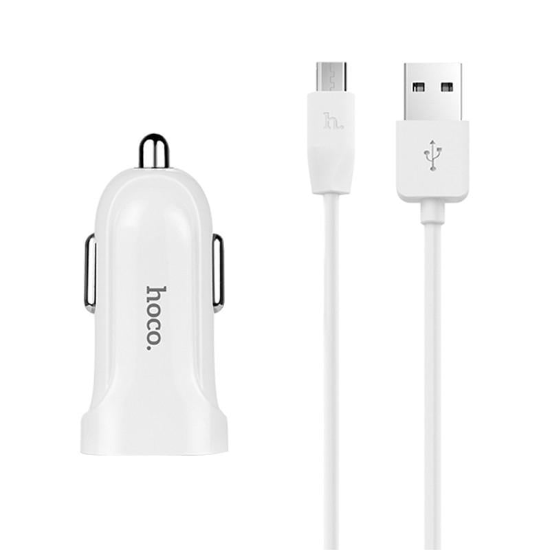 Адаптер автомобильный Hoco Micro-USB cable Z2 1USB 1.5А White