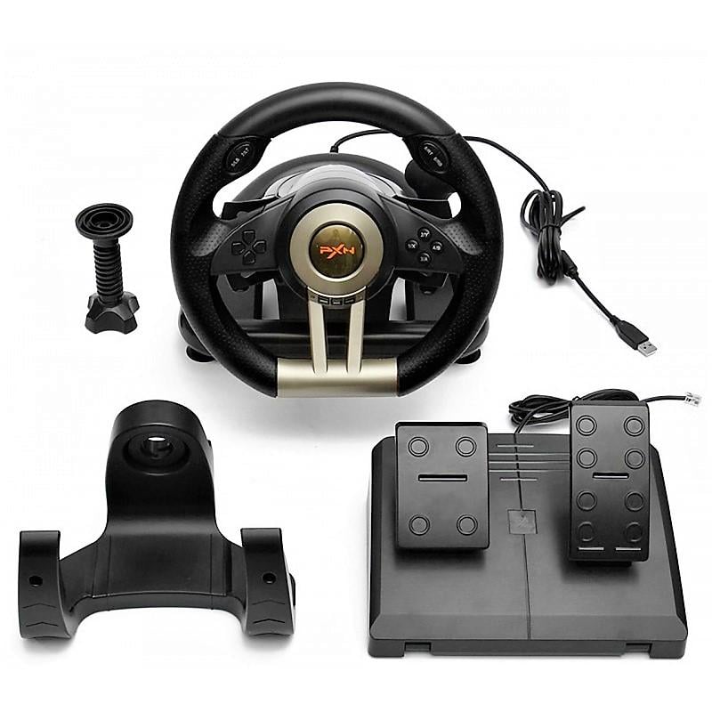 Игровой руль с педалями для гонок и двойной вибрацией для ПК Pxn v3 Pro (10786746)