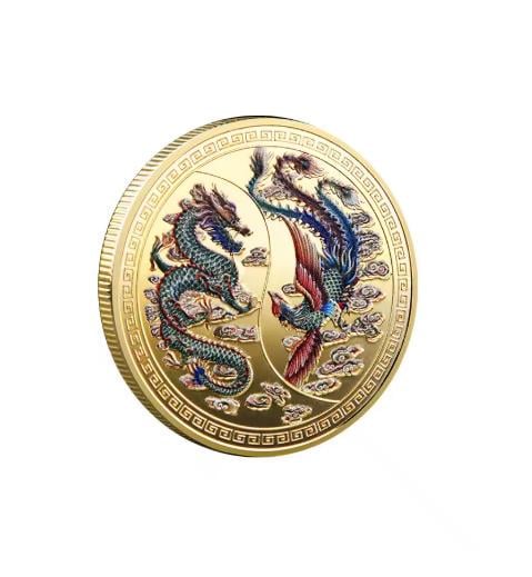 Сувенирная монета «Китайский дракон и феникс»