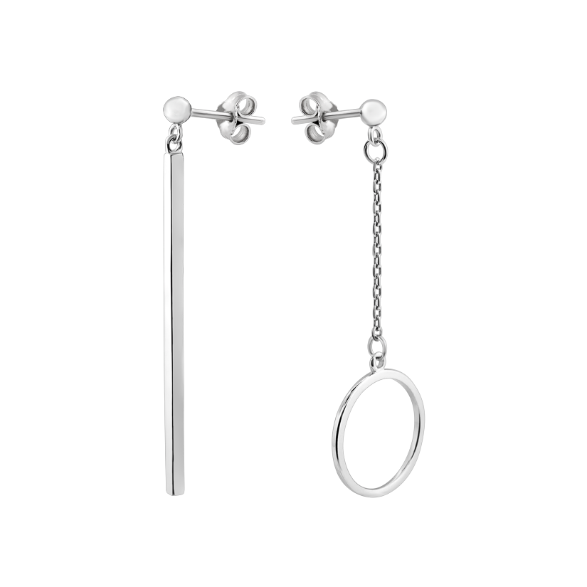 Серьги серебряные минималистичный асимметричный дизайн без камней