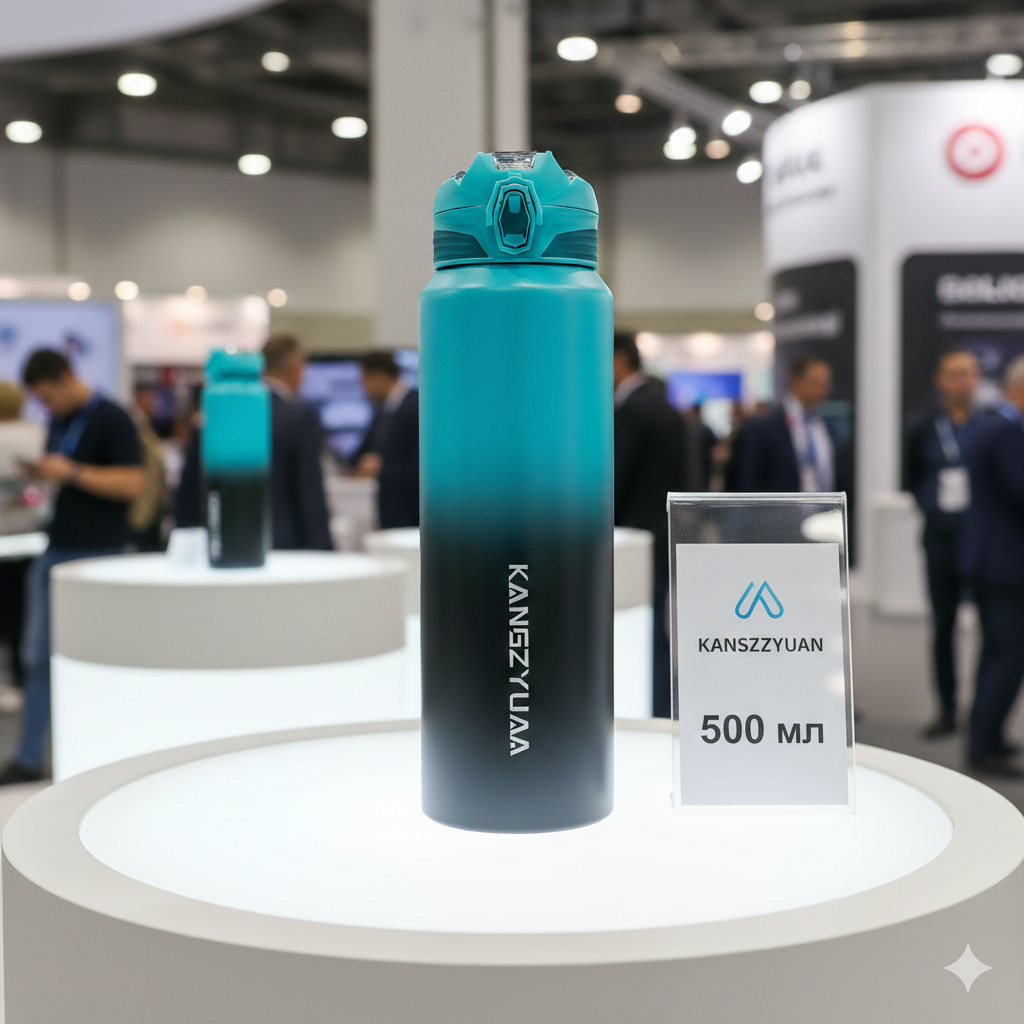 Термос із нержавіючої сталі KANGZYUAN з подвійною стінкою вакуумний 500 мл градієнт Блакитний (2456509485) - фото 8