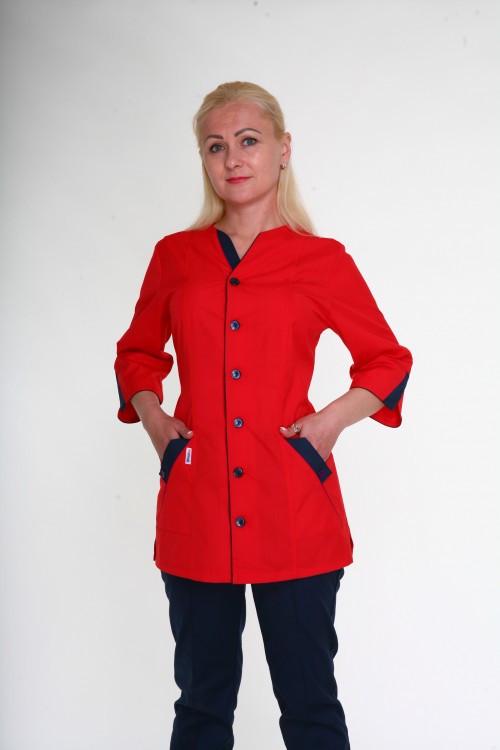 Костюм медицинский женский Health Life 22126 батист р. 60 Красный с синим