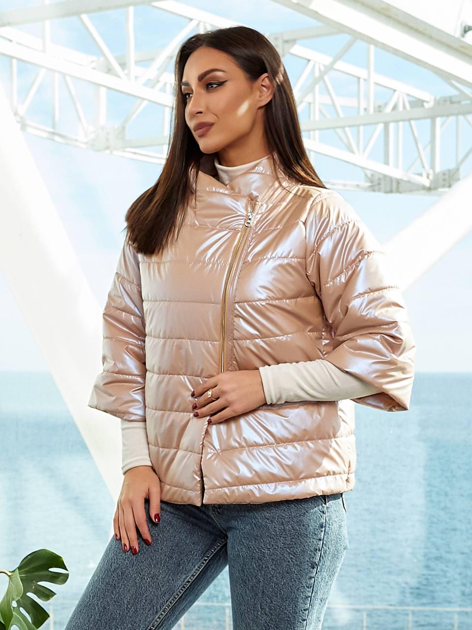 Куртка - кимоно Aiza А524 утепленная с укороченным рукавом р. 46-48 Жемчужный/Бежевый Куртка - кимоно Aiza А524 утепленная с укороченным рукавом р. 46-48 Жемчужный/Бежевый