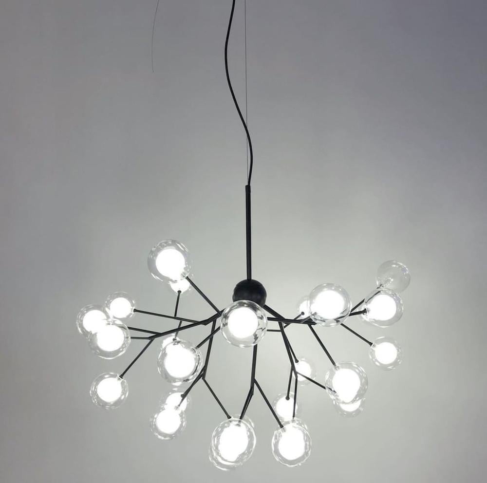 Люстра у скандинавському стилі з подвійними плафонами Чорний (H 690/27 BK)