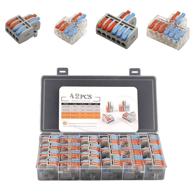 Набор клемм Tactix 4 вида 0,08-4 мм2 32А разветвитель 42 шт. Разноцветный (DF-4262M-42box)