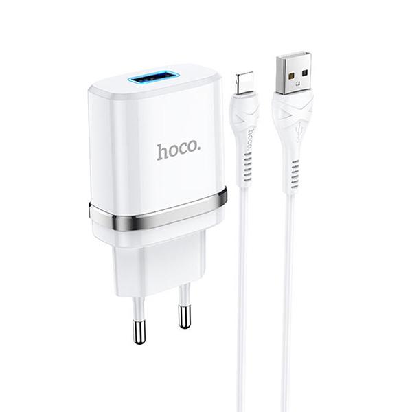 Зарядний пристрій Hoco N1 2,4A 1хUSB + кабель Type-C White (3754)