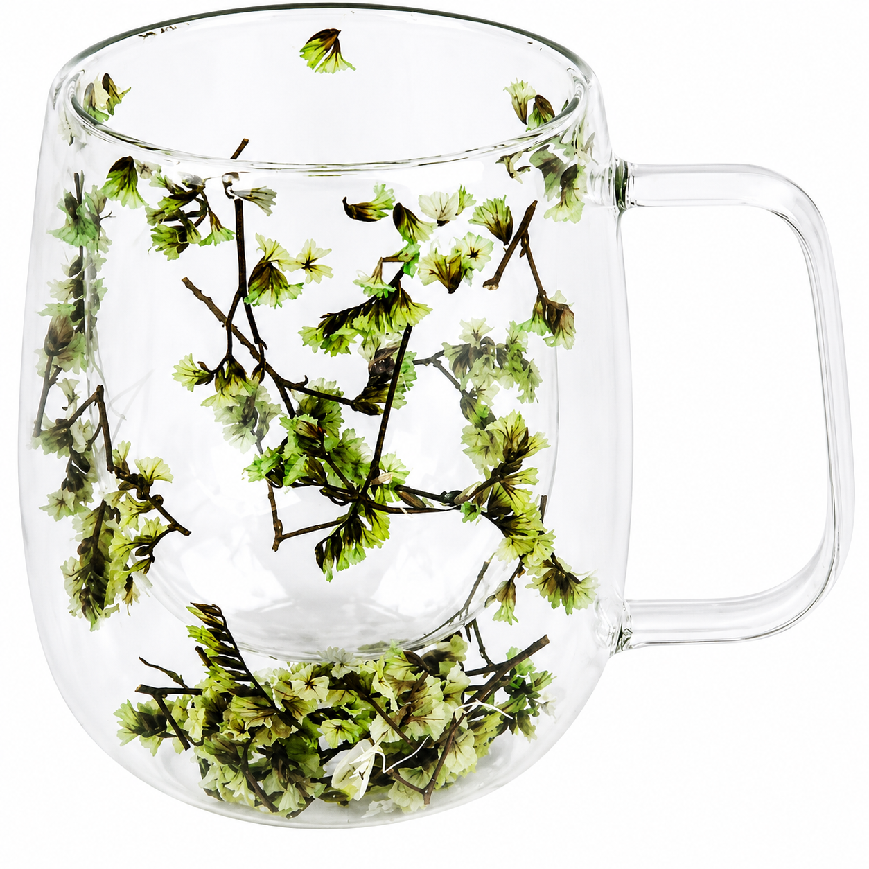 Чашка с двойным дном Flowers с сухими цветами 200 мл Прозрачный (3117802956)
