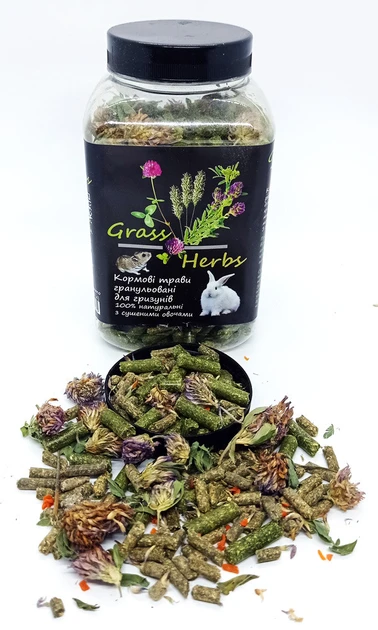 Корм для грызунов Буся Grass & Herbs "Кормовые травы гранулированные с сушеными овощами" 500 г