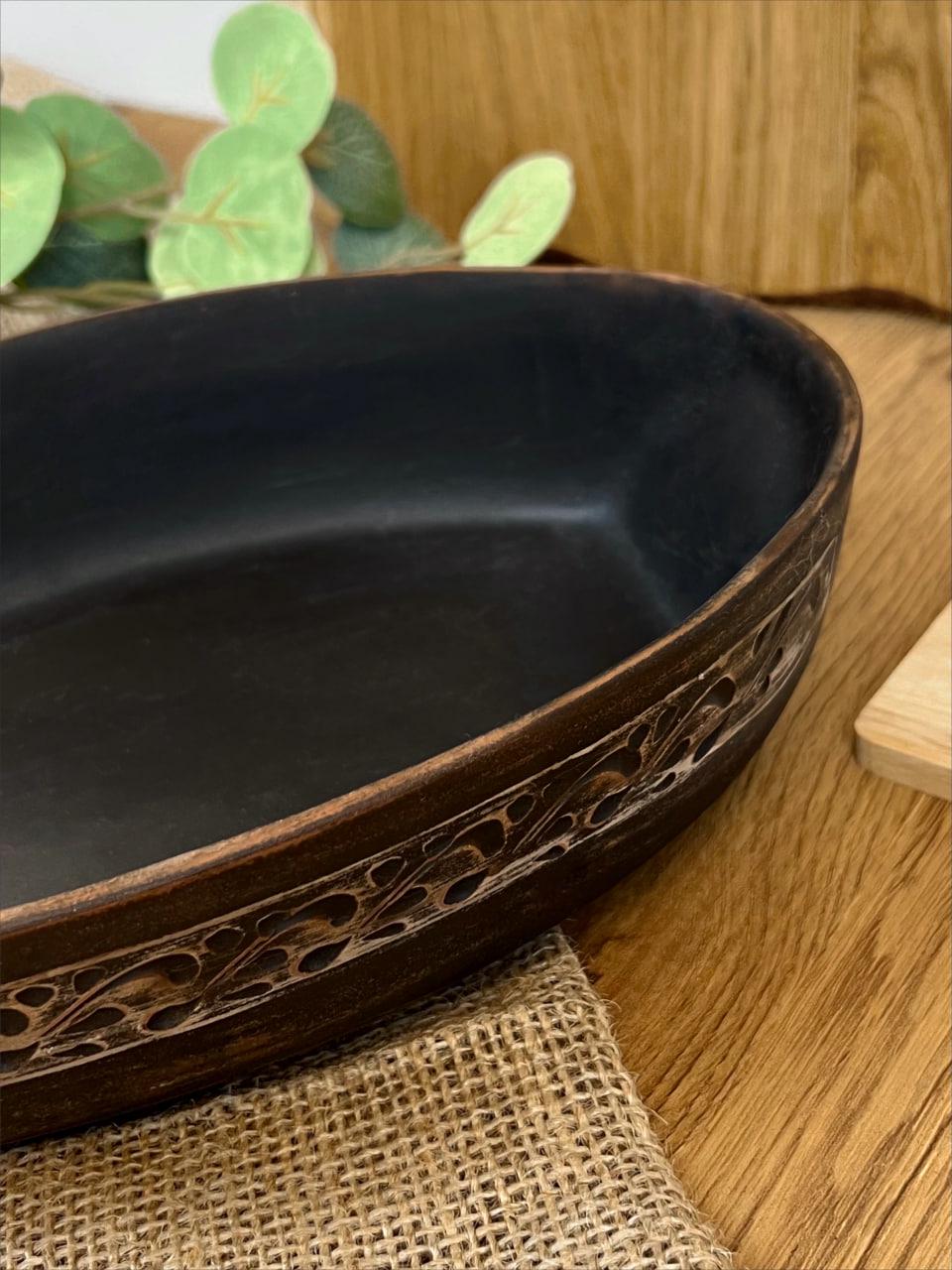 Блюдо под холодец керамическое глиняное резное ангоб (3003-26) - фото 5 Блюдо под холодец керамическое глиняное резное ангоб (3003-26) - фото 5