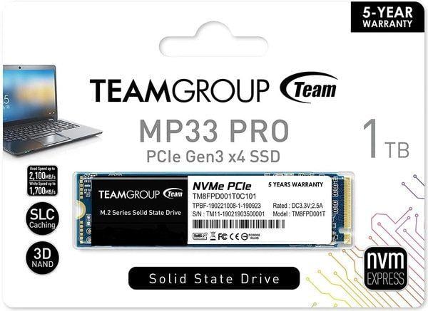 SSD-накопитель Team MP33 Pro 1TB M.2 2280 PCIe 3.0 x4 3D TLC (TM8FPD001T0C101)