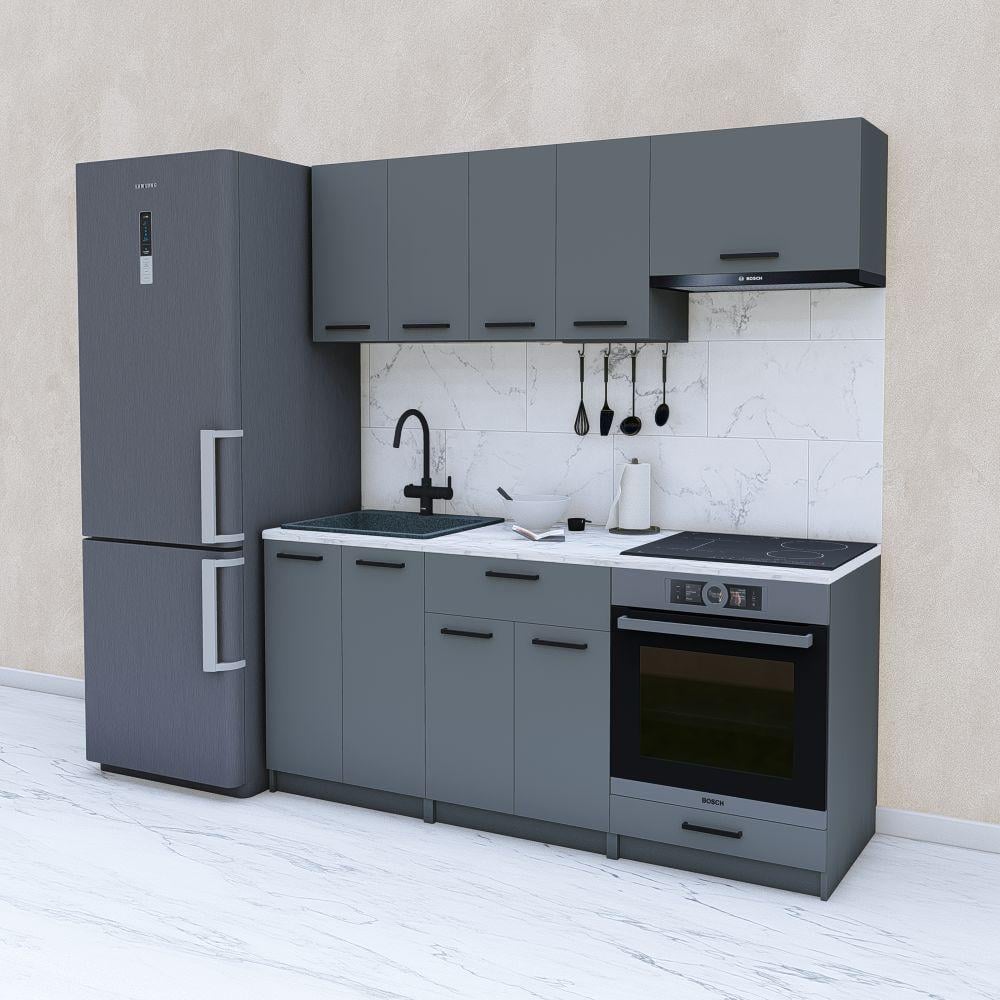 Кухня модульная готовая компактная 1,8 м 180 см Графит (МП40б)