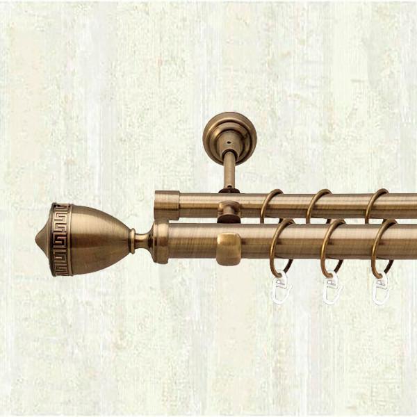 Карниз металевий Orvit Афіна двохрядний 25/16 мм 300 см Антик (000-5948)